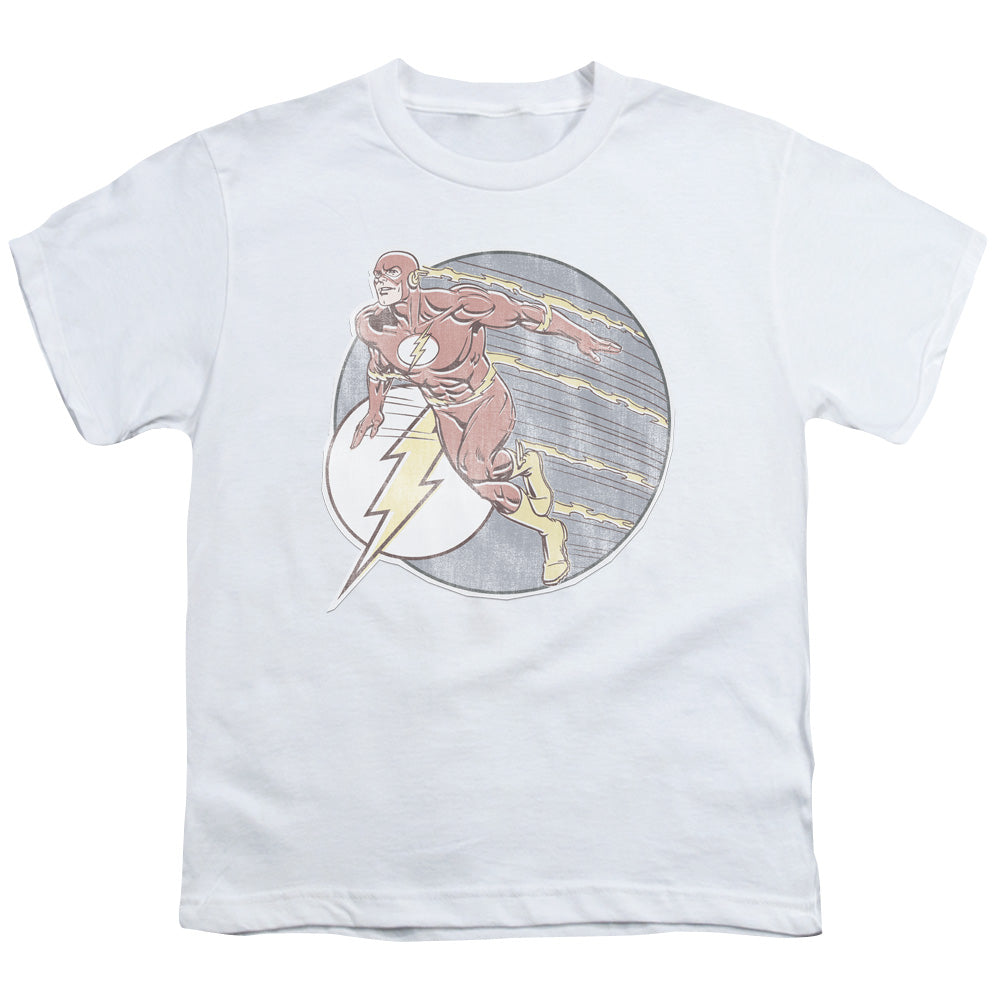 DC Comics Flash Retro Flash Iron on Kids Youth T Shirt White Officially Licensed