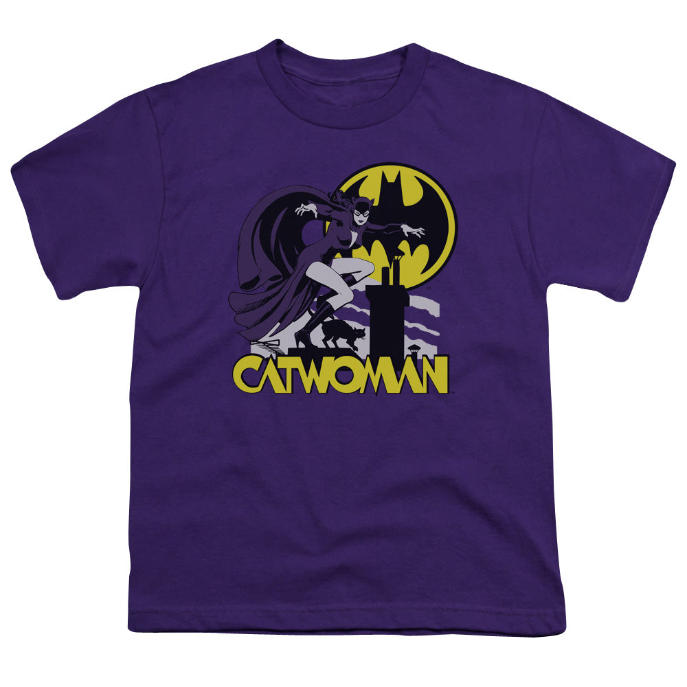 DC Comics Rooftop Cat Kids Youth T Shirt Purple Officially Licensed