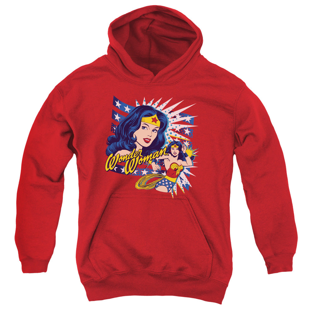 DC Comics Pop Art Wonder Kids Youth Hoodie Red Officially Licensed