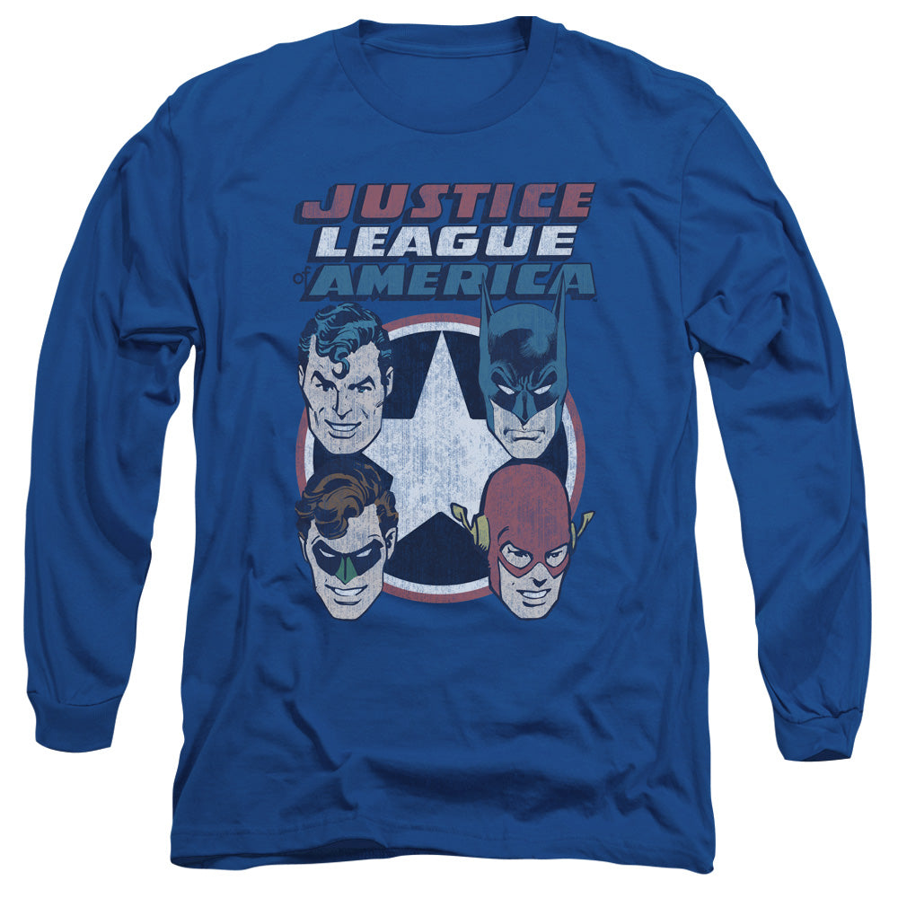 DC Comics 4 Stars Mens Long Sleeve Shirt Royal Blue Officially Licensed