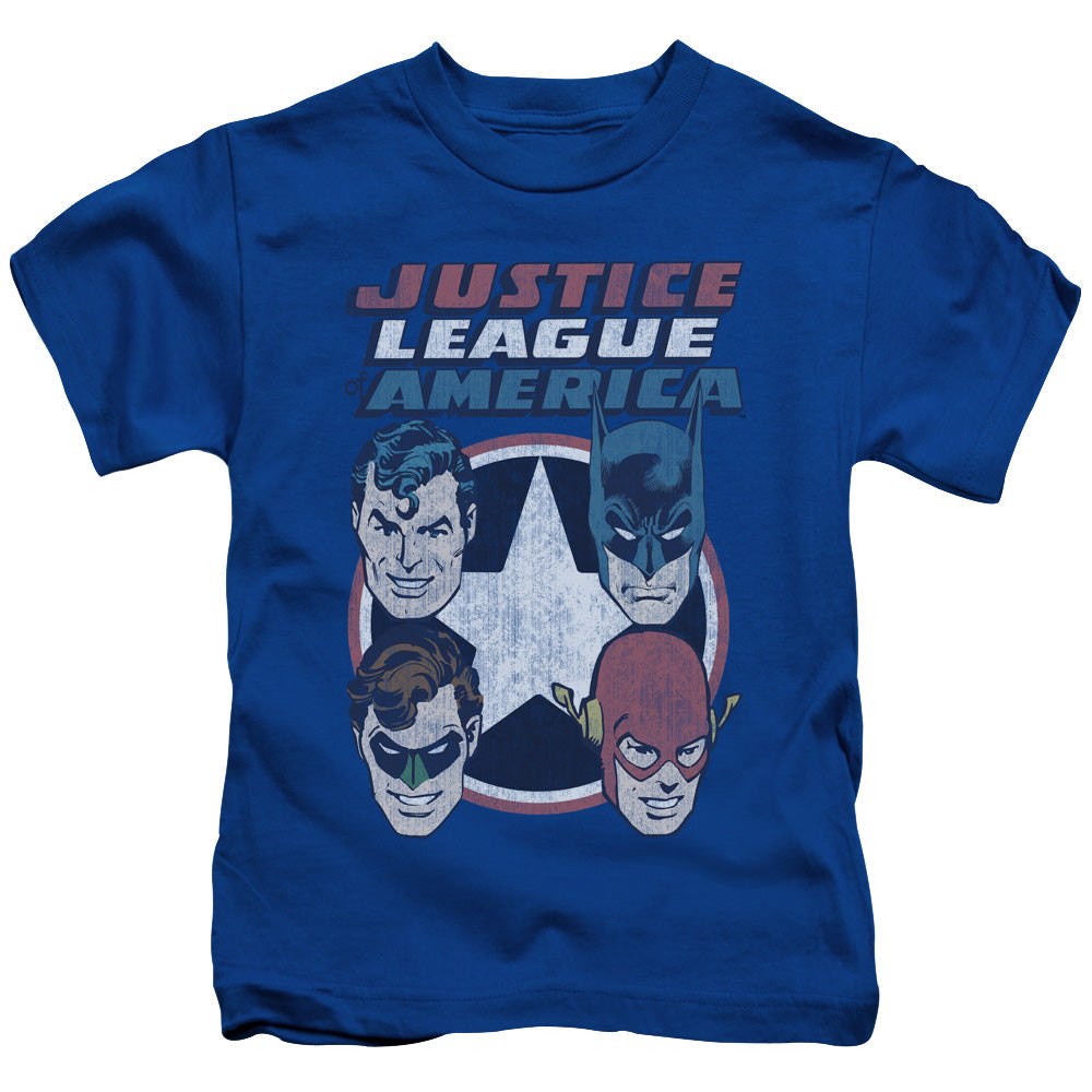 DC Comics 4 Stars Juvenile Kids Youth T Shirt Royal Blue Officially Licensed