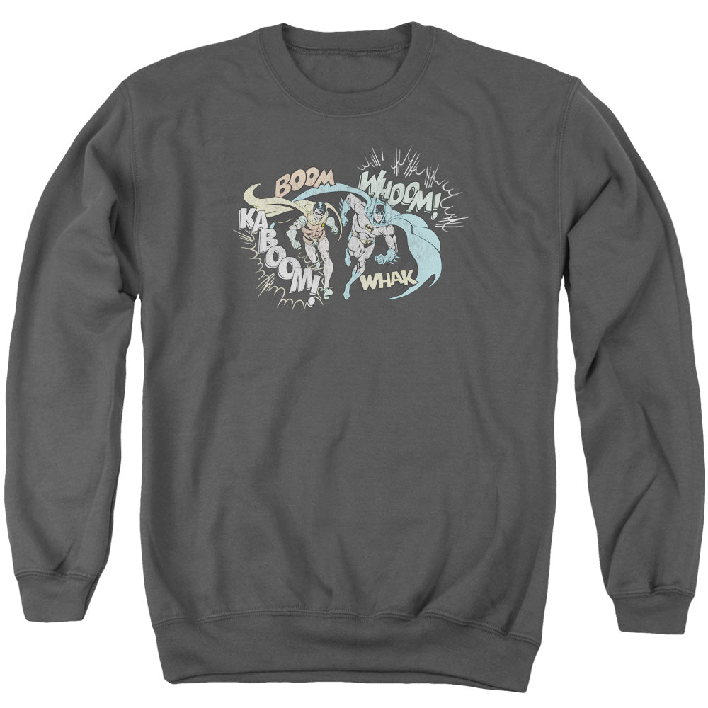 DC Comics Action Duo Mens Crewneck Sweatshirt Charcoal Officially Licensed