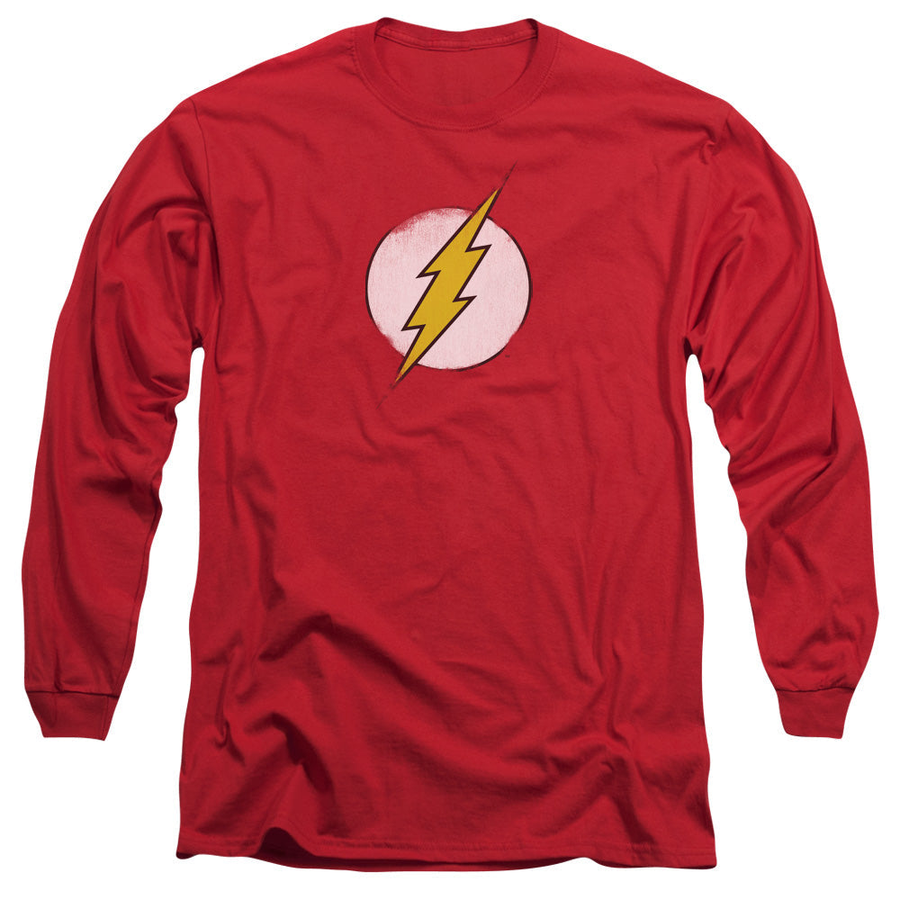 DC Comics Flash Rough Flash Logo Mens Long Sleeve Shirt Red Officially Licensed
