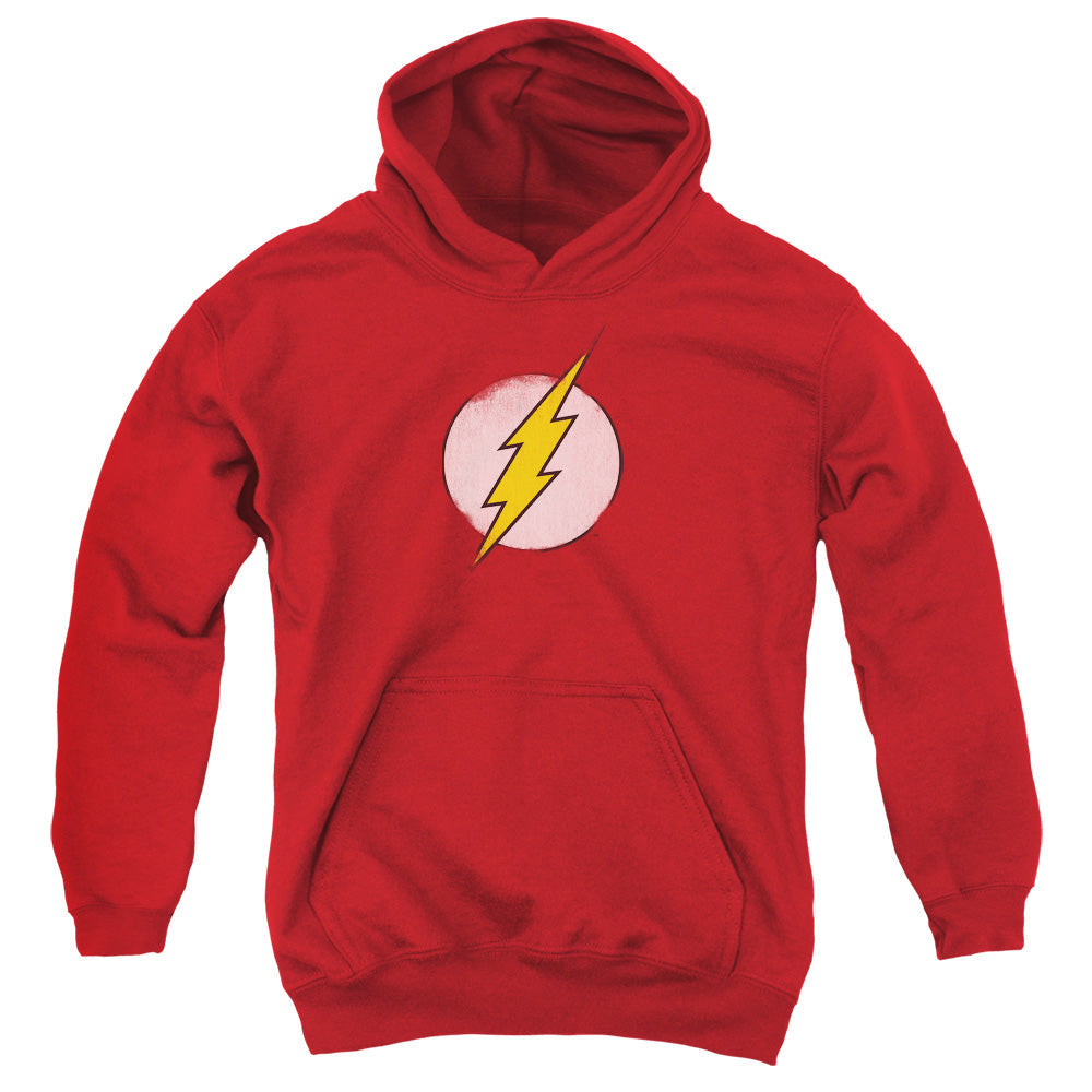 DC Comics Flash Rough Flash Logo Kids Youth Hoodie Red Officially Licensed