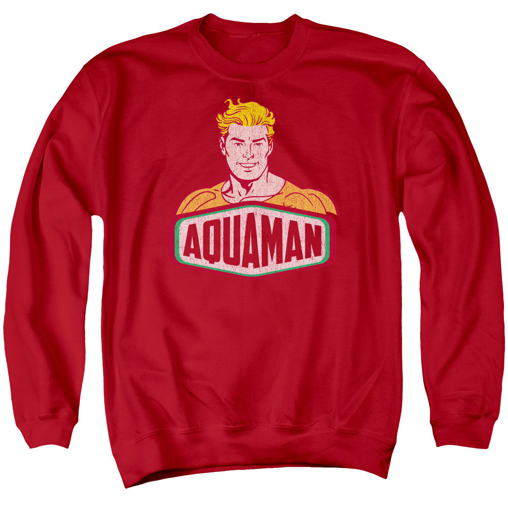 DC Comics Aquaman Sign Mens Crewneck Sweatshirt Red Officially Licensed