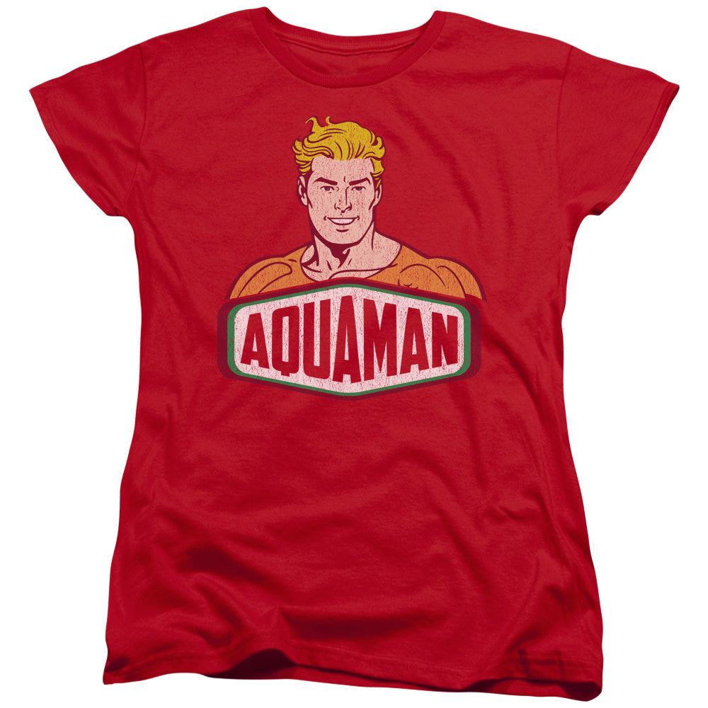 DC Comics Aquaman Sign Womens T Shirt Red Officially Licensed