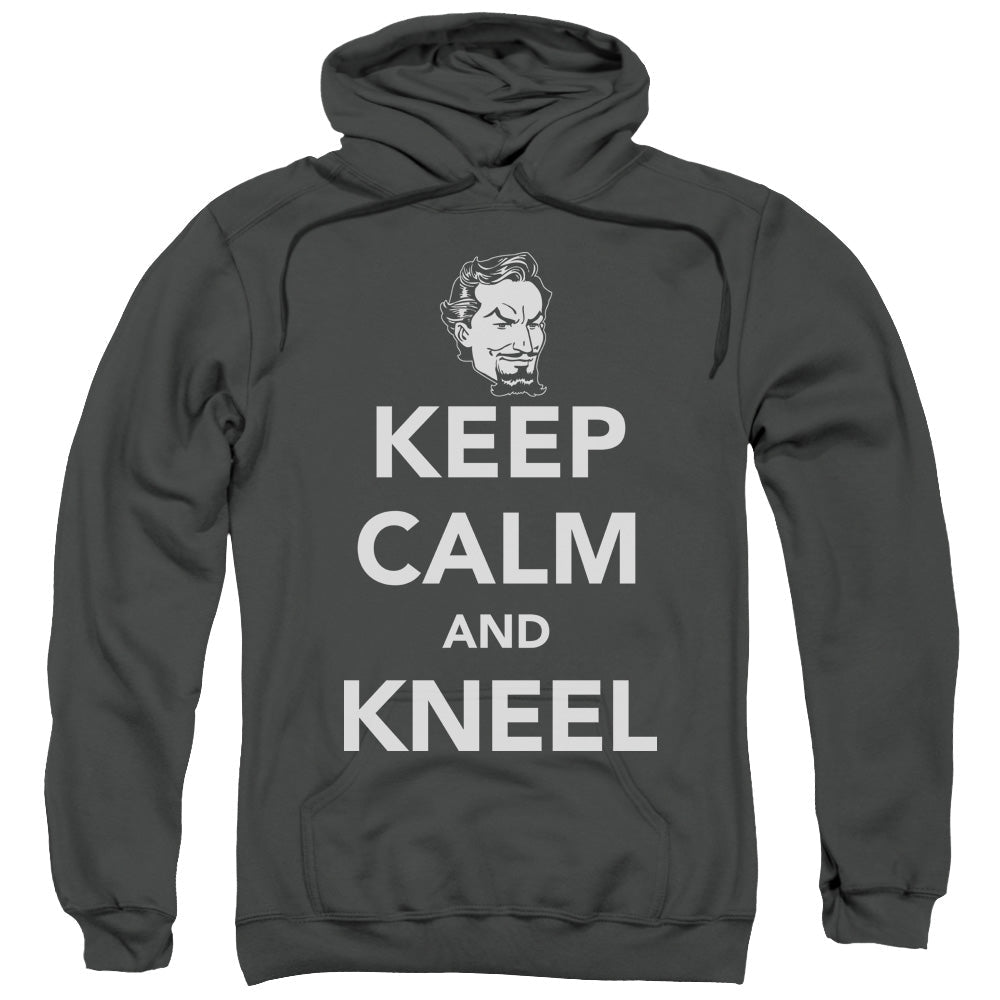 DC Comics Keep Calm and Kneel Mens Hoodie Charcoal Officially Licensed