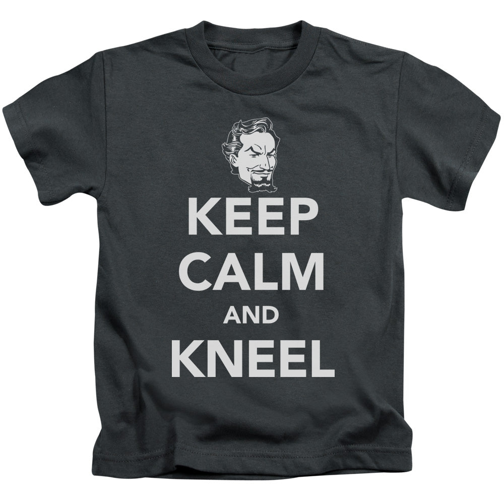 DC Comics Keep Calm and Kneel Juvenile Kids Youth T Shirt Charcoal Officially Licensed