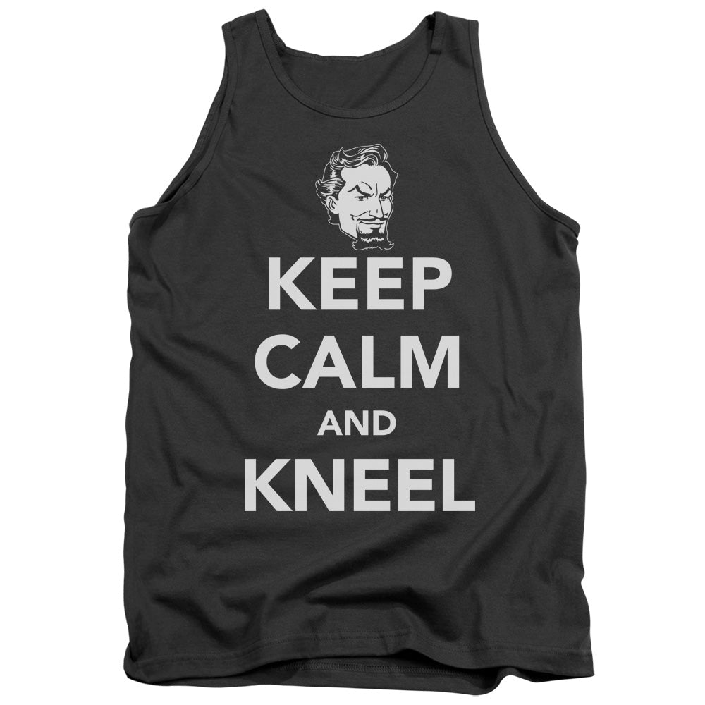DC Comics Keep Calm and Kneel Mens Tank Top Shirt Charcoal Officially Licensed