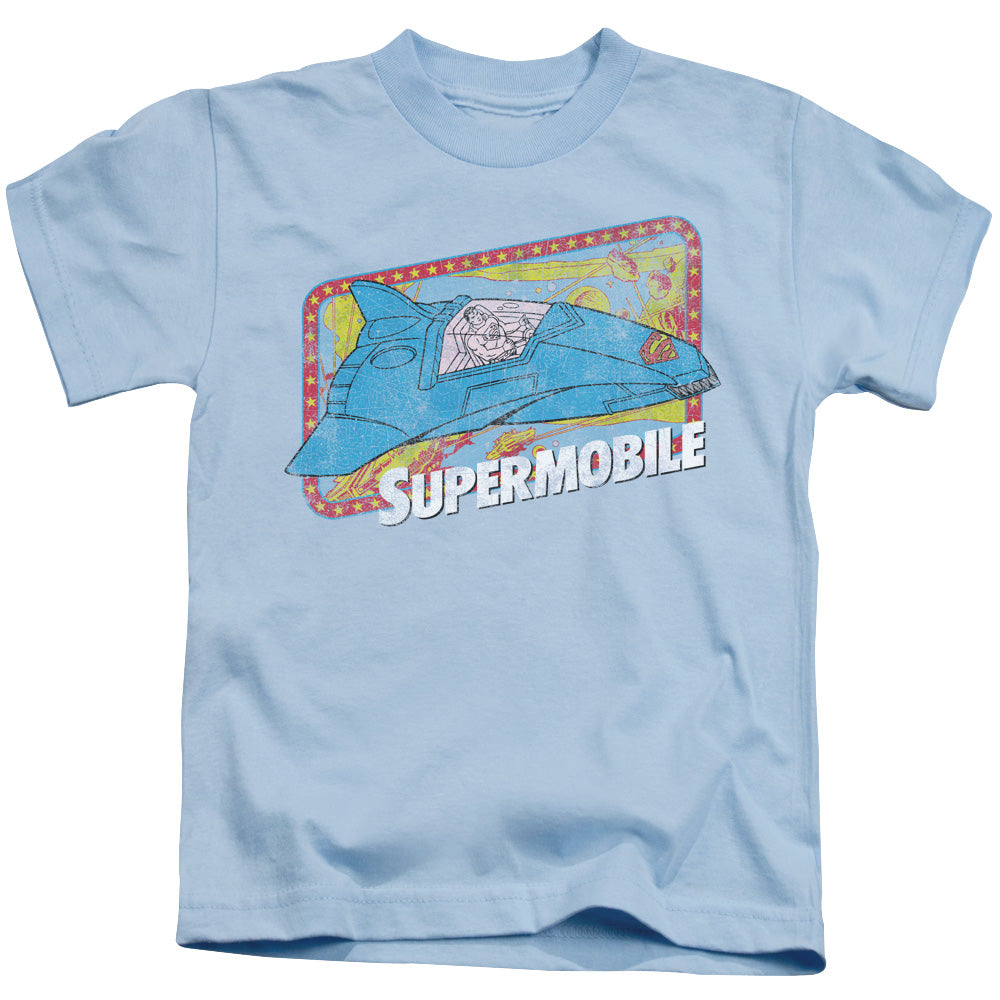 DC Comics Supermobile Juvenile Kids Youth T Shirt Light Blue Officially Licensed