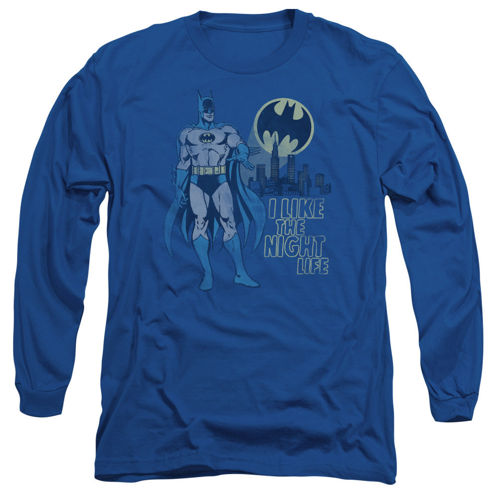 Dc Night Life Mens Long Sleeve Shirt Royal Blue Officially Licensed