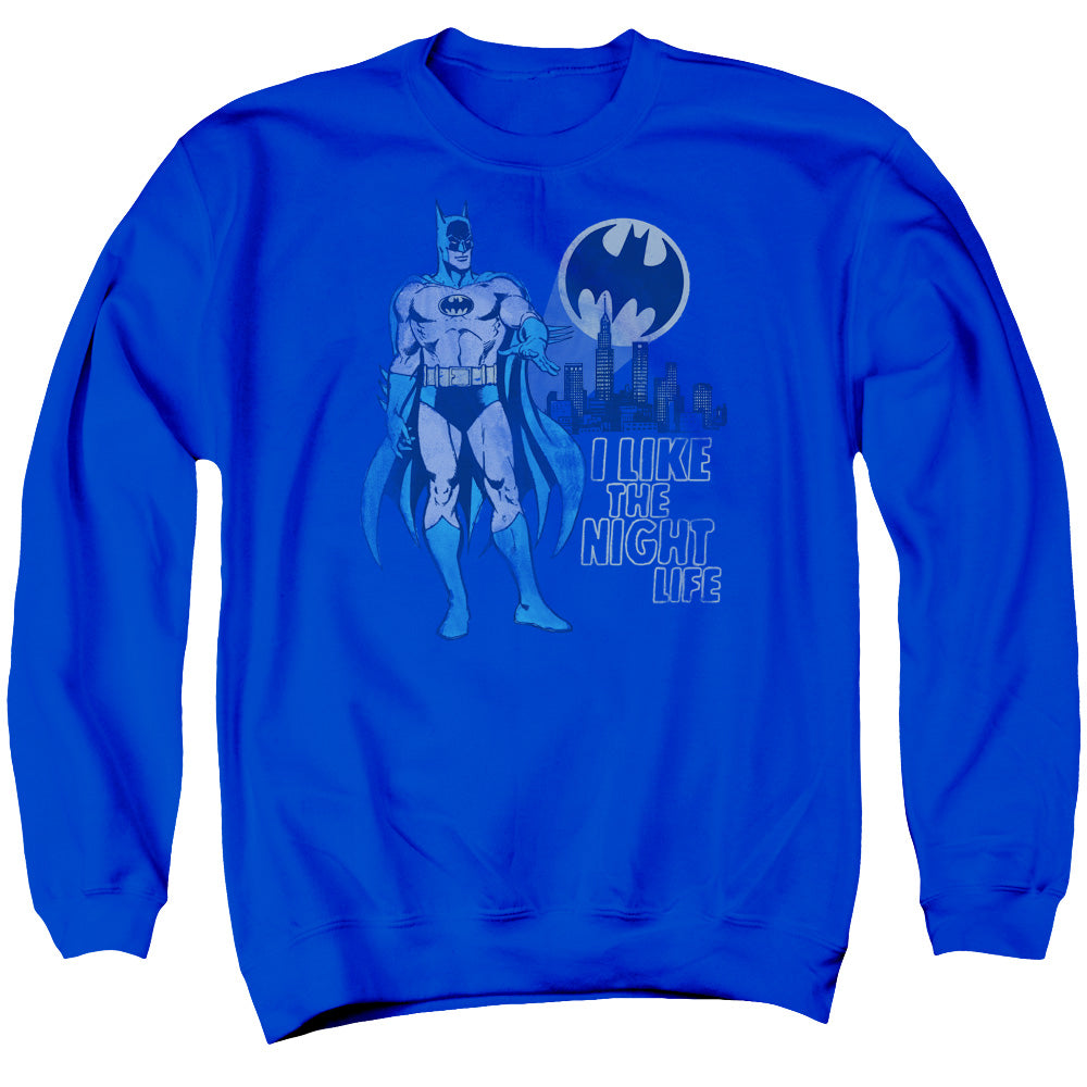 DC Comics Night Life Mens Crewneck Sweatshirt Royal Blue Officially Licensed