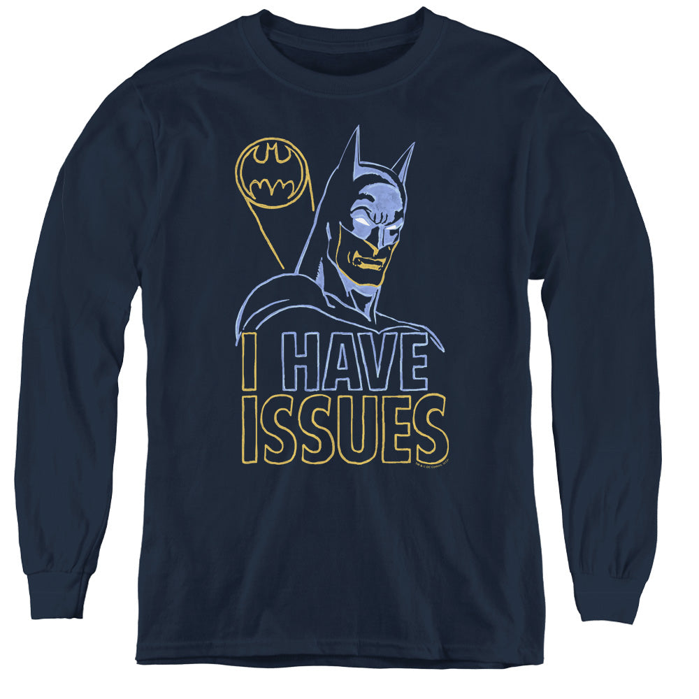 DC Comics Issues Long Sleeve Kids Youth T Shirt Navy Blue Officially Licensed
