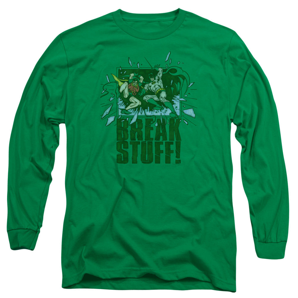 DC Comics Break Stuff Mens Long Sleeve Shirt Kelly Green Officially Licensed