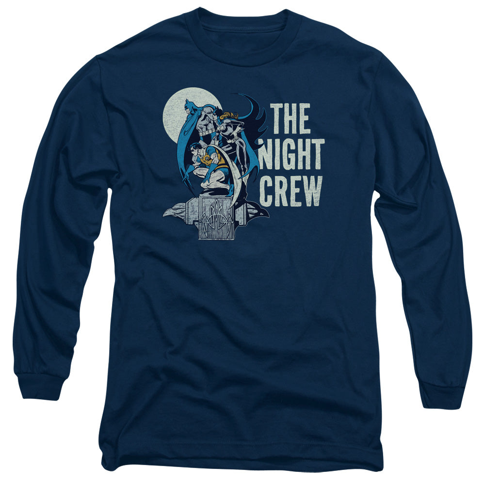 DC Comics Night Crew Mens Long Sleeve Shirt Navy Blue Officially Licensed