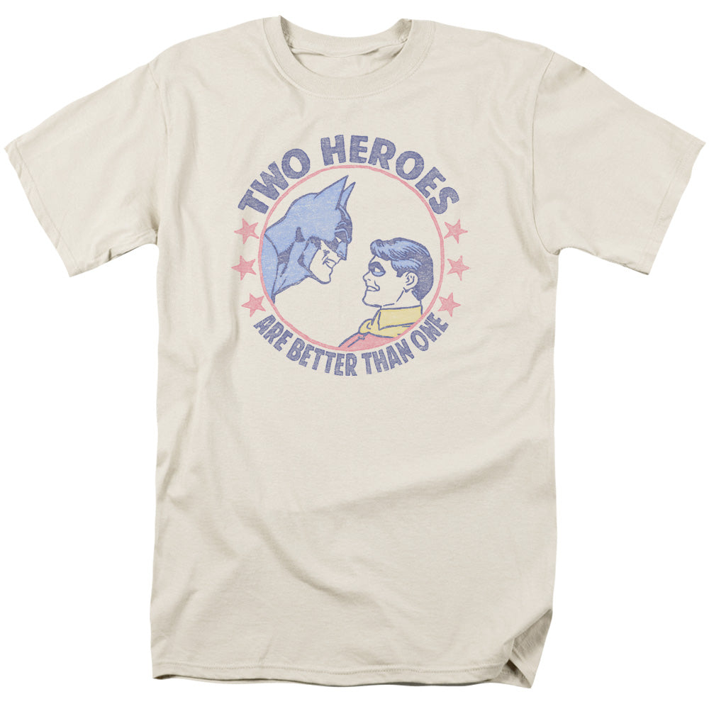 Dc Two Heroes Mens T Shirt Cream Officially Licensed