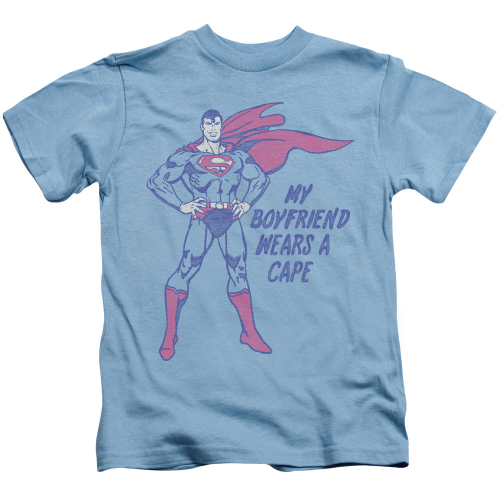 DC Comics Wears a Cape Juvenile Kids Youth T Shirt Carolina Blue Officially Licensed