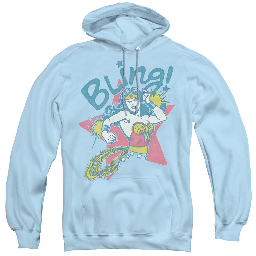 DC Comics Bling Mens Hoodie Light Blue Officially Licensed