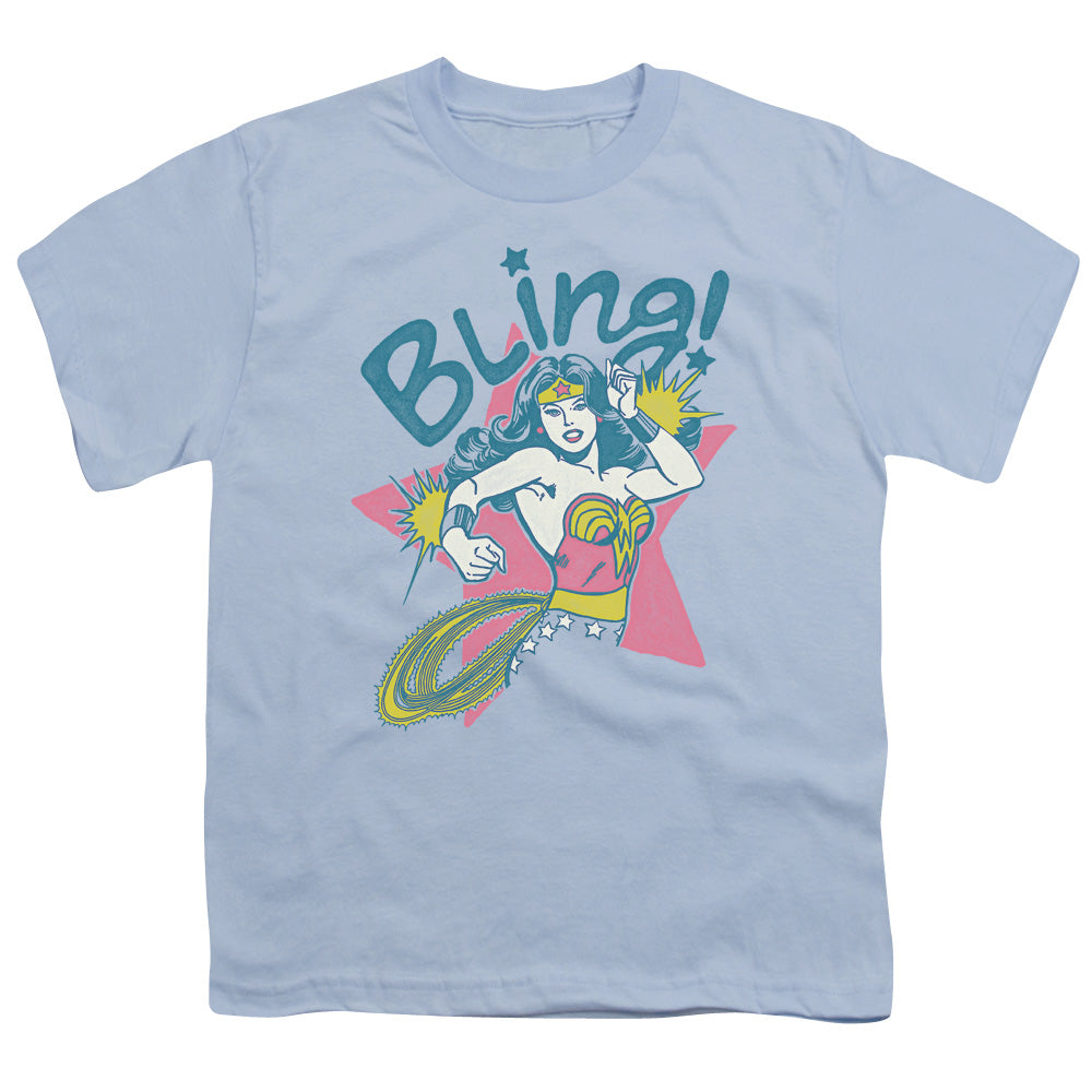 DC Comics Bling Kids Youth T Shirt Light Blue Officially Licensed