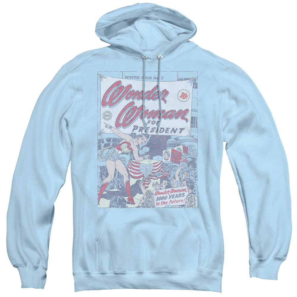 DC Comics Ww for President Mens Hoodie Light Blue Officially Licensed