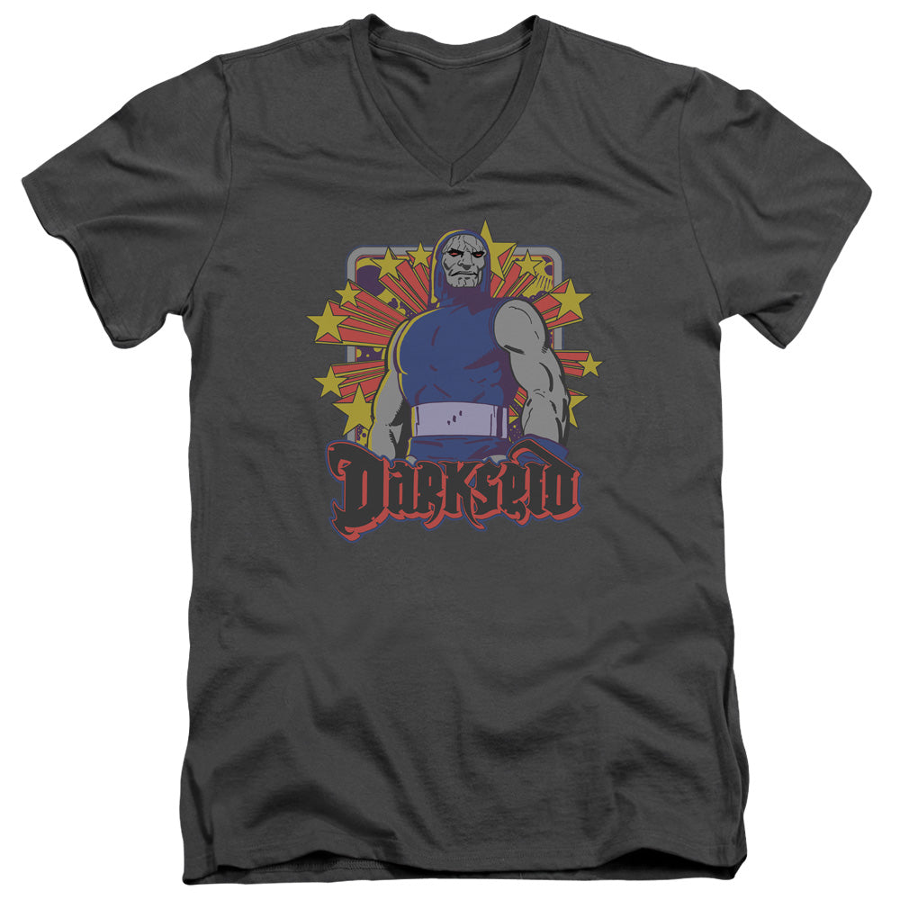 DC Comics Darkseid Stars Mens Slim Fit V Neck T Shirt Charcoal Officially Licensed