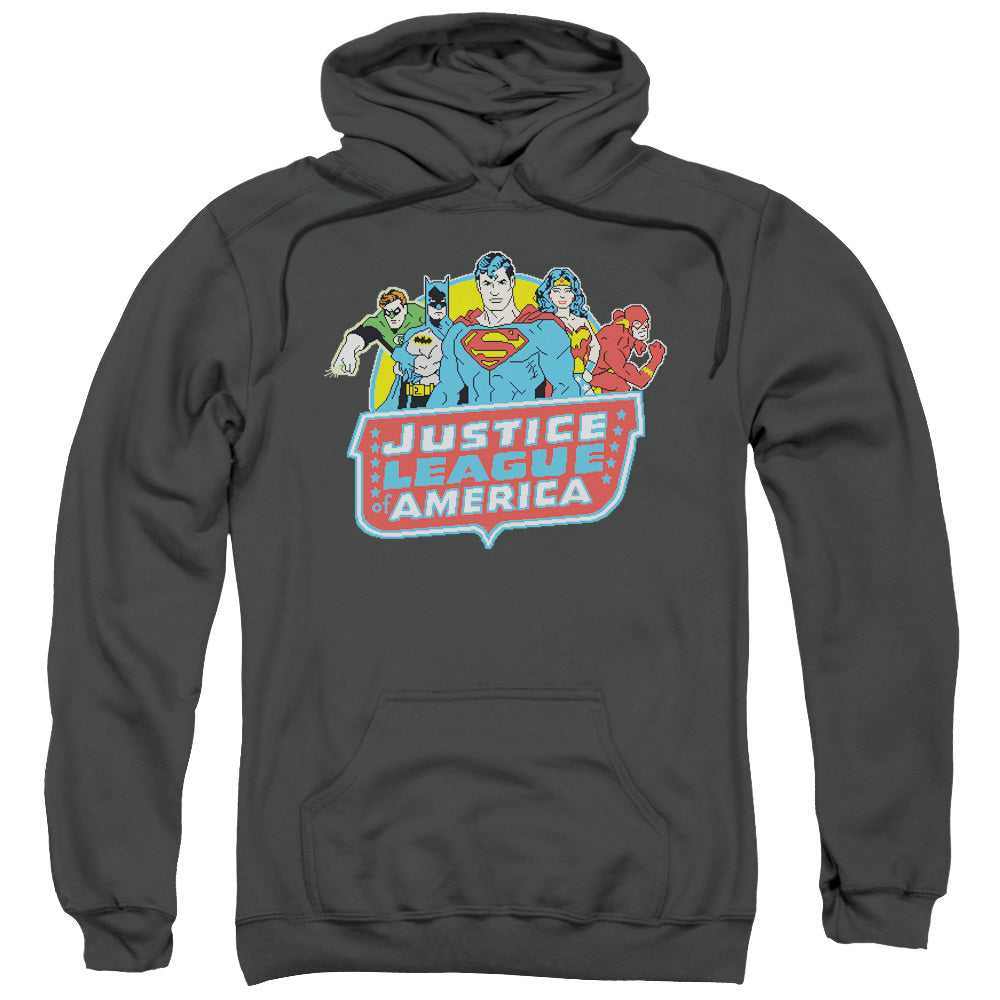 DC Comics 8 Bit League Mens Hoodie Charcoal Officially Licensed