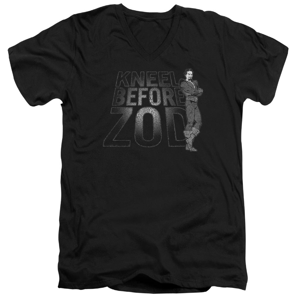 DC Comics Kneel Zod Mens Slim Fit V Neck T Shirt Black Officially Licensed