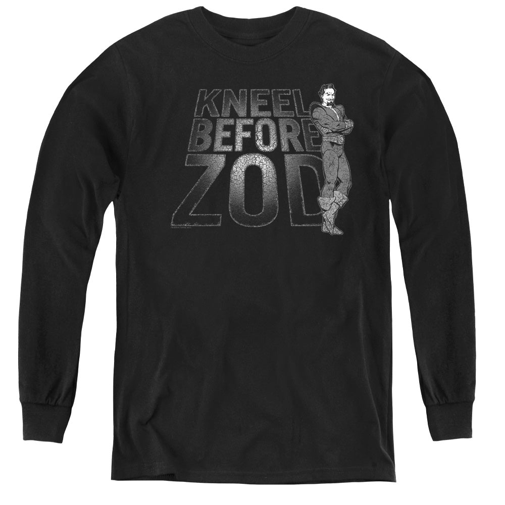 DC Comics Kneel Zod Long Sleeve Kids Youth T Shirt Black Officially Licensed