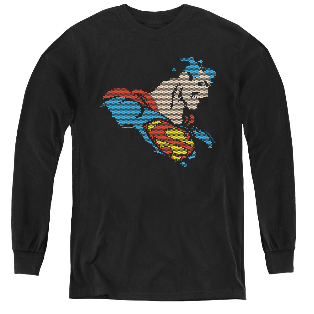 DC Comics Lite Brite Superman Long Sleeve Kids Youth T Shirt Black Officially Licensed