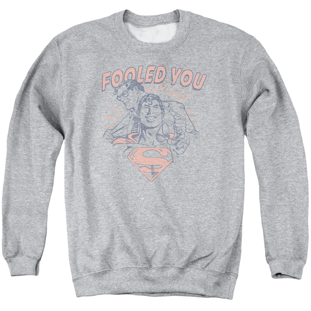 DC Comics Fooled You Mens Crewneck Sweatshirt Athletic Heather Officially Licensed
