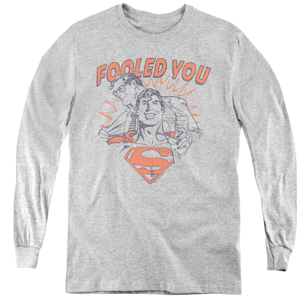 DC Comics Fooled You Long Sleeve Kids Youth T Shirt Athletic Heather Officially Licensed