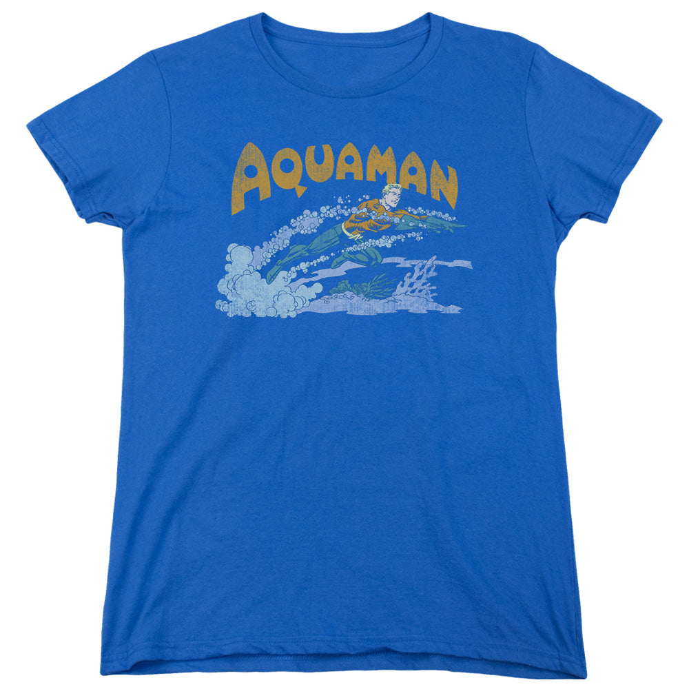 DC Comics Aqua Swim Womens T Shirt Royal Blue Officially Licensed