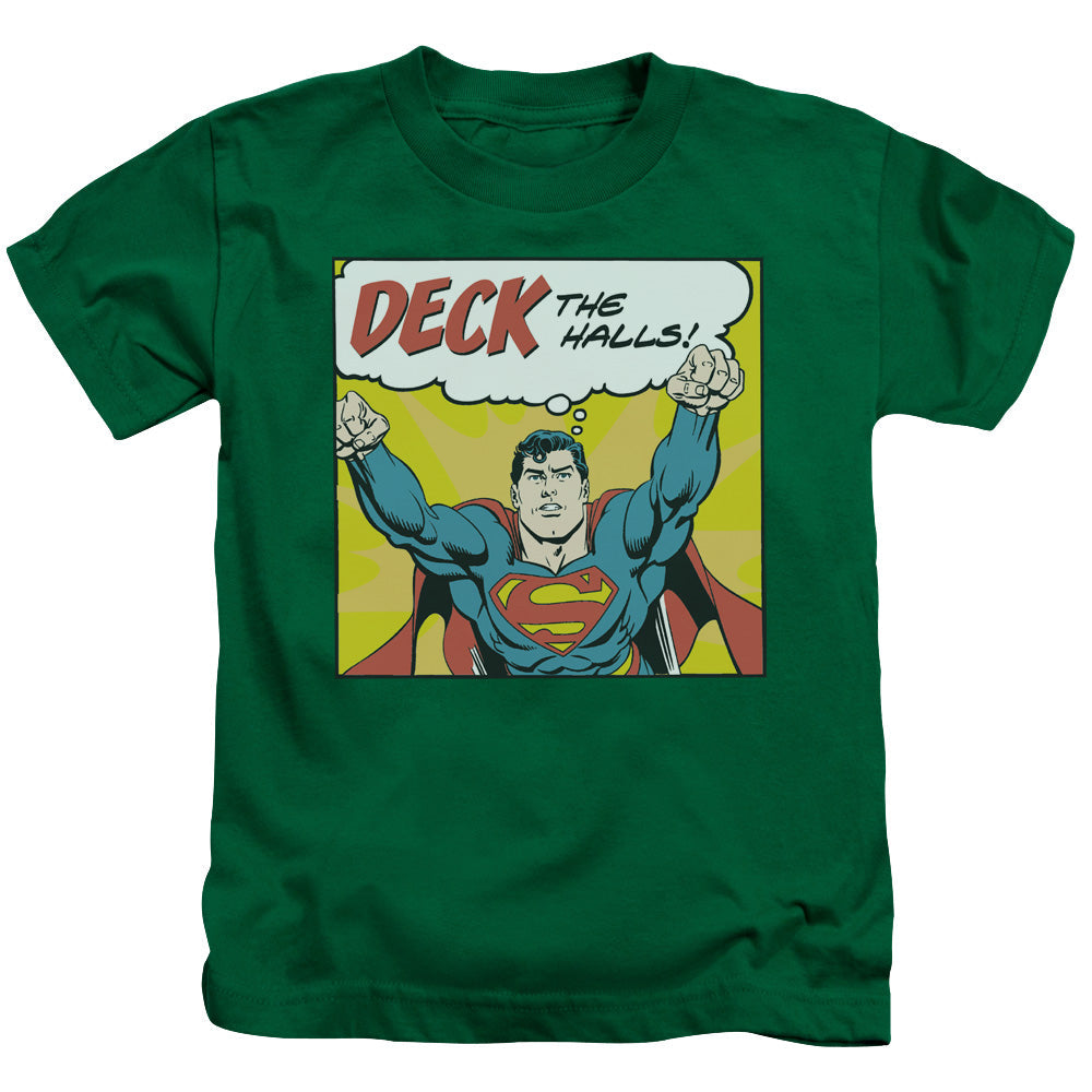 DC Comics Deck the Halls Juvenile Kids Youth T Shirt Kelly Green Officially Licensed