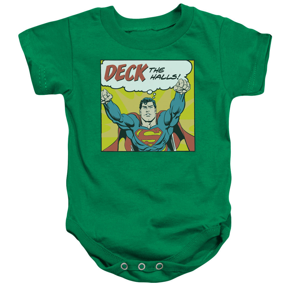 DC Comics Deck the Halls Infant Baby Snapsuit Kelly Green Officially Licensed