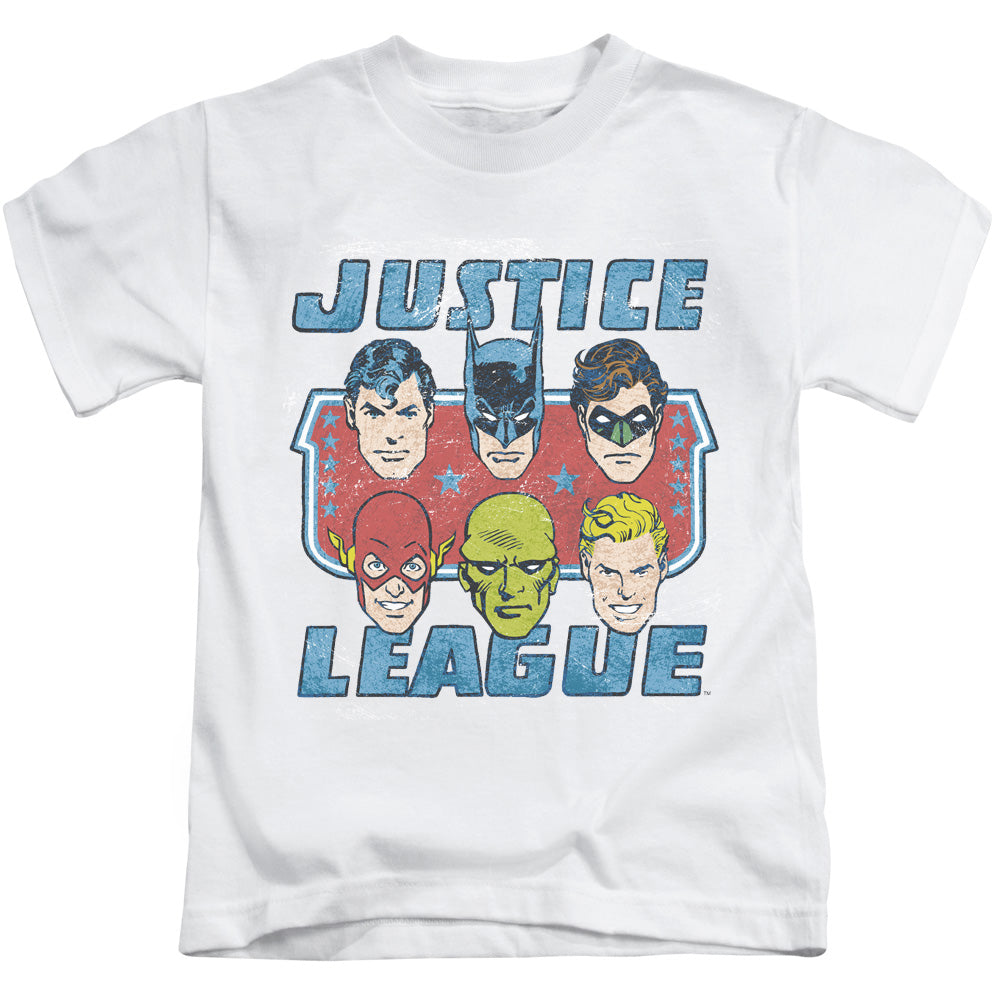 DC Comics Faces of Justice Juvenile Kids Youth T Shirt White Officially Licensed