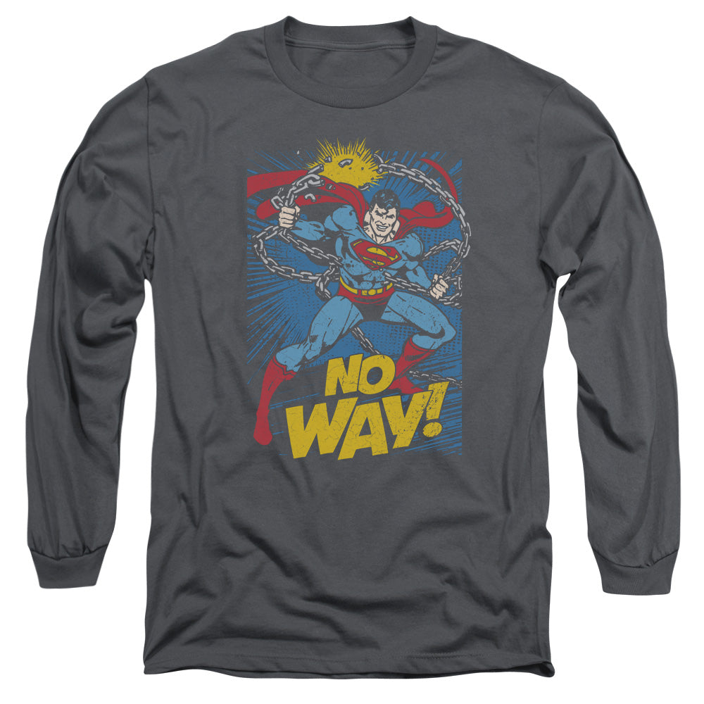 DC Comics No Way Mens Long Sleeve Shirt Charcoal Officially Licensed