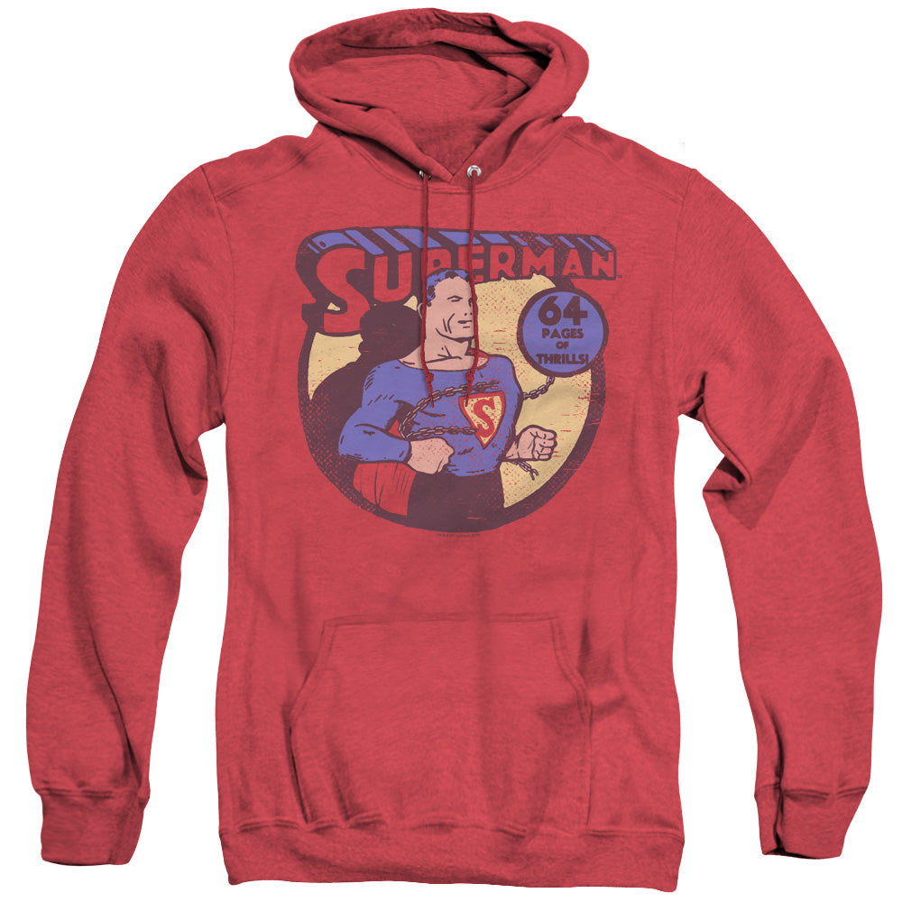 DC Comics Superman 64 Heather Mens Hoodie Red Officially Licensed
