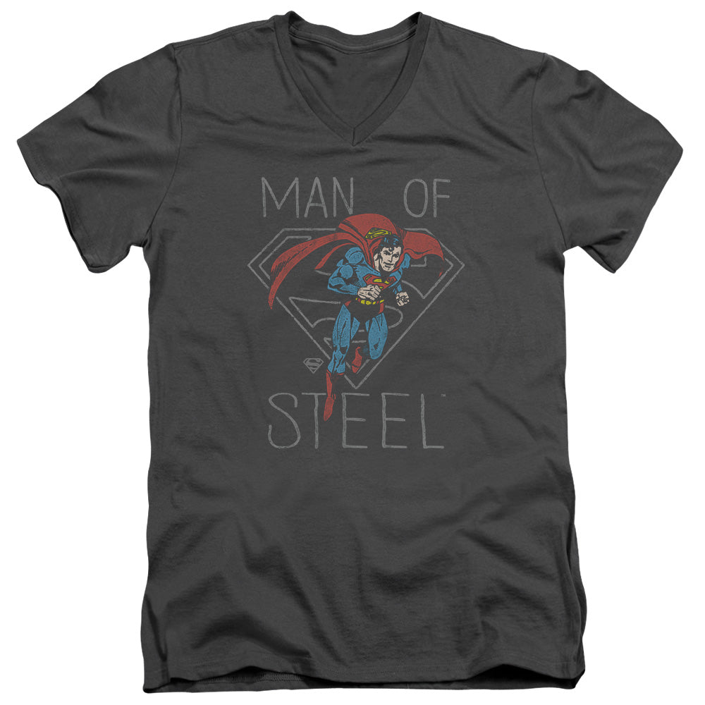 DC Comics Hardened Heart Mens Slim Fit V Neck T Shirt Charcoal Officially Licensed