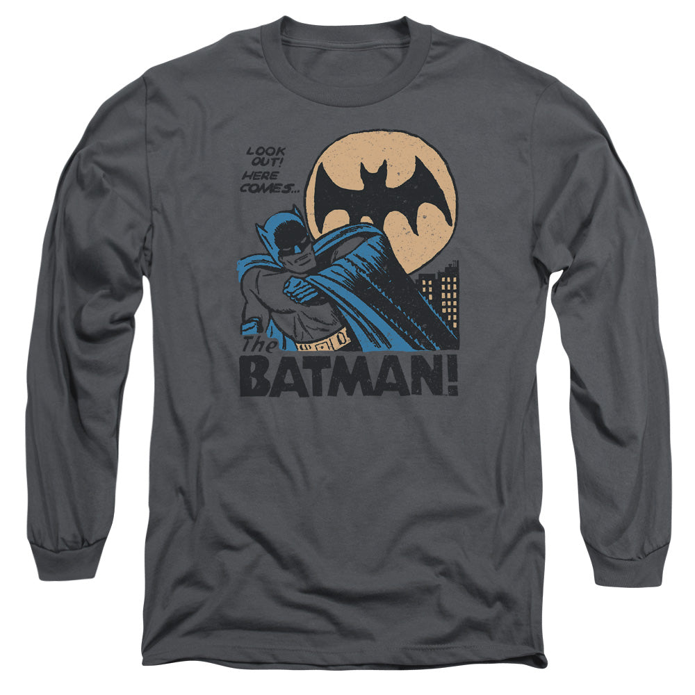 DC Comics Look Out Mens Long Sleeve Shirt Charcoal Officially Licensed