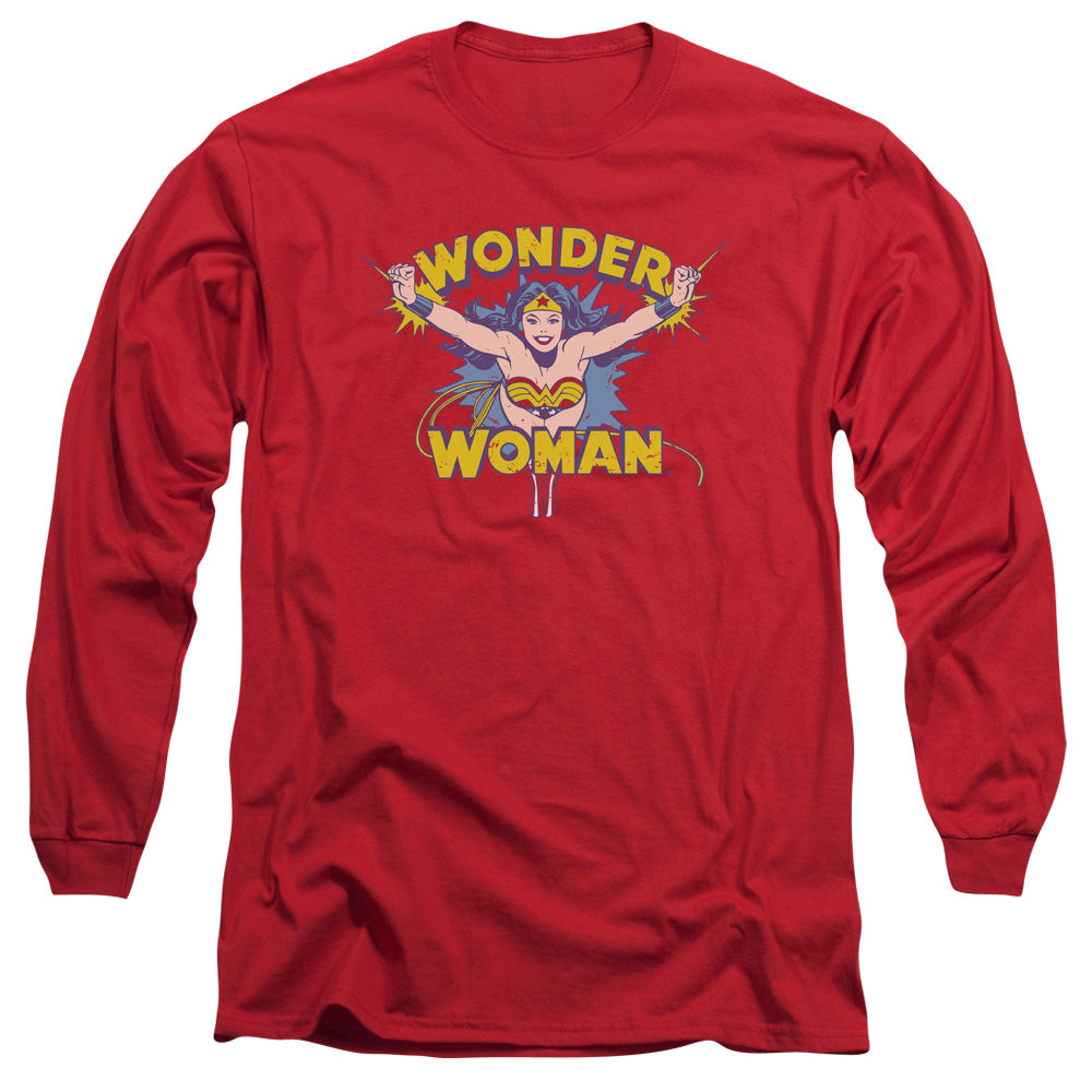 Dc Flying Through Mens Long Sleeve Shirt Red Officially Licensed