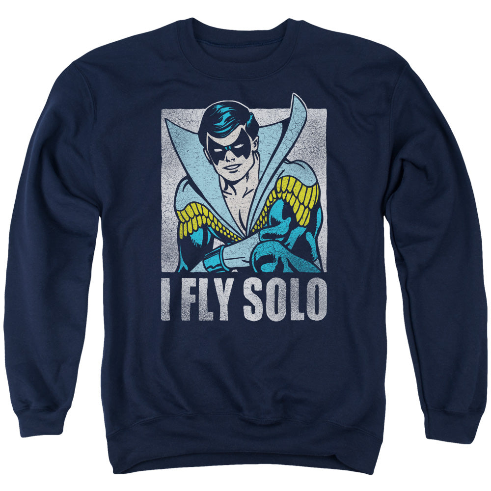 DC Comics Fly Solo Mens Crewneck Sweatshirt Navy Blue Officially Licensed
