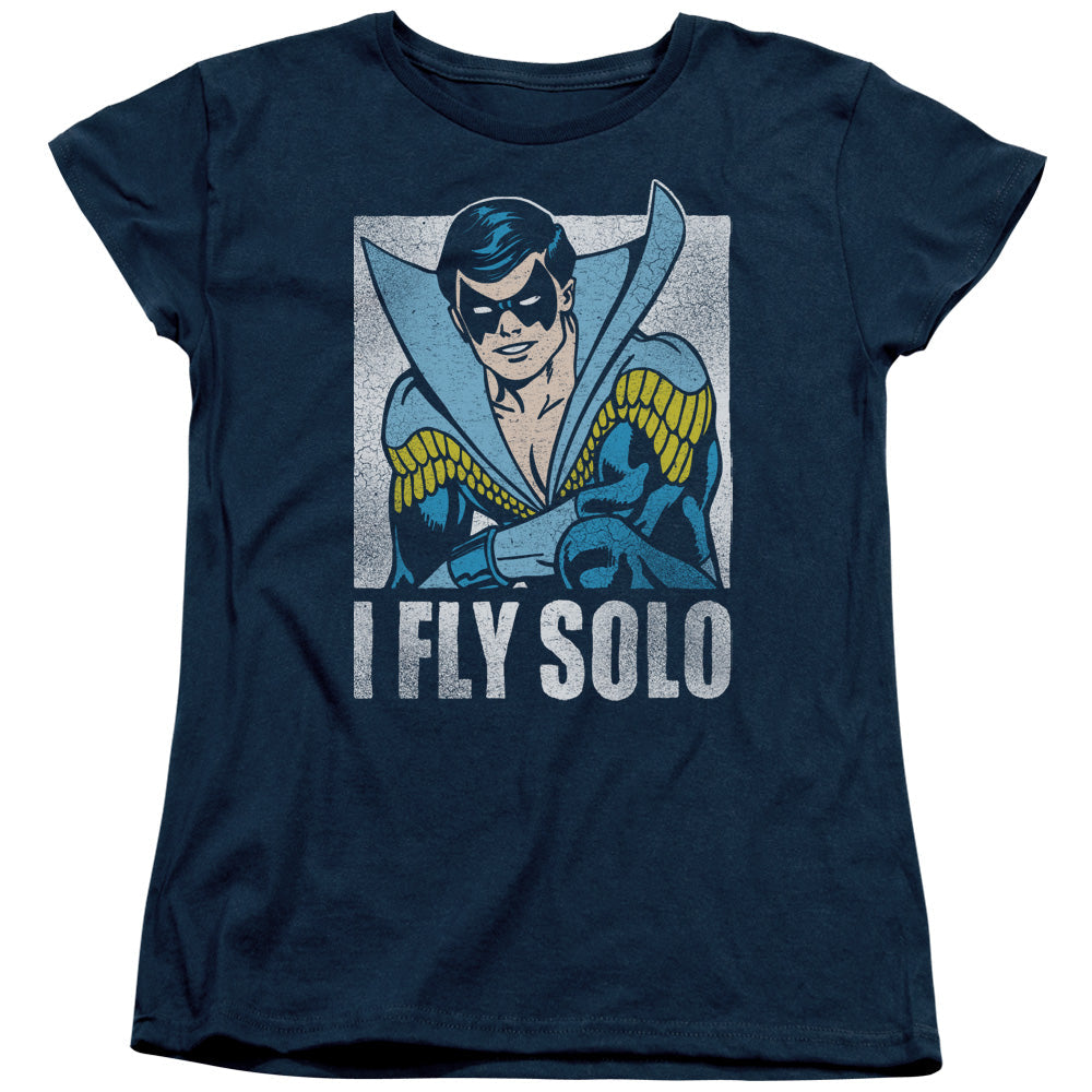 DC Comics Fly Solo Womens T Shirt Navy Blue Officially Licensed