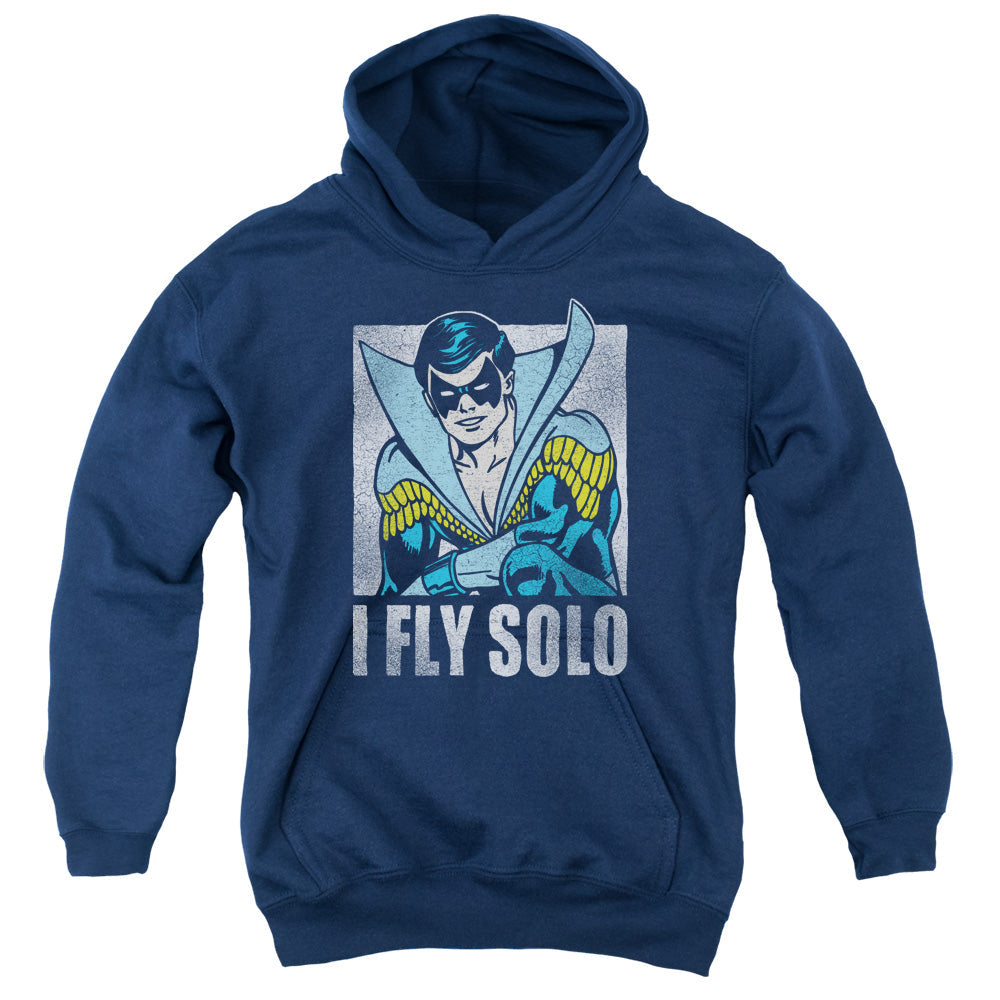 DC Comics Fly Solo Kids Youth Hoodie Navy Blue Officially Licensed