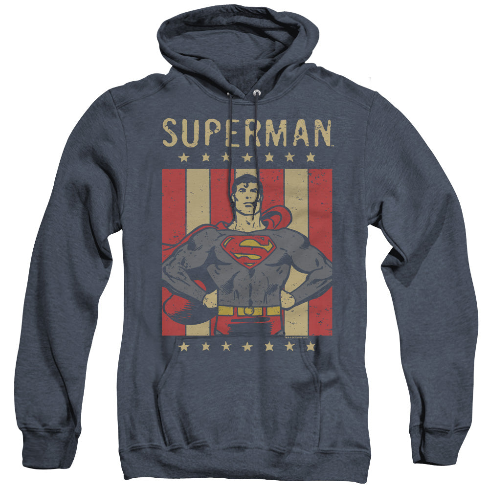 Dc Retro Liberty Heather Mens Hoodie Navy Officially Licensed