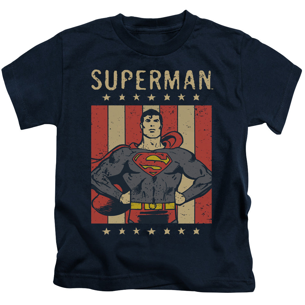 DC Comics Retro Liberty Juvenile Kids Youth T Shirt Navy Blue Officially Licensed