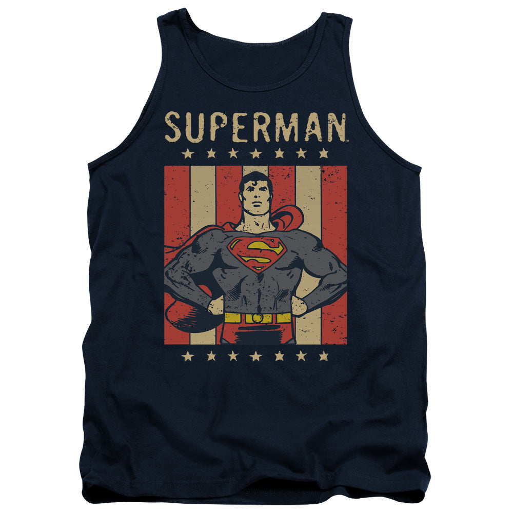 DC Comics Retro Liberty Mens Tank Top Shirt Navy Blue Officially Licensed