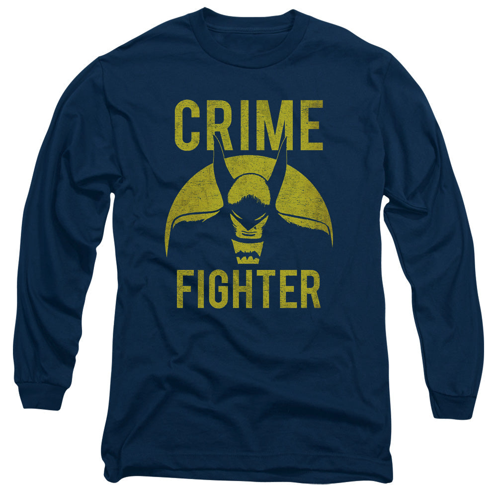 DC Comics Fight Crime Mens Long Sleeve Shirt Navy Blue Officially Licensed