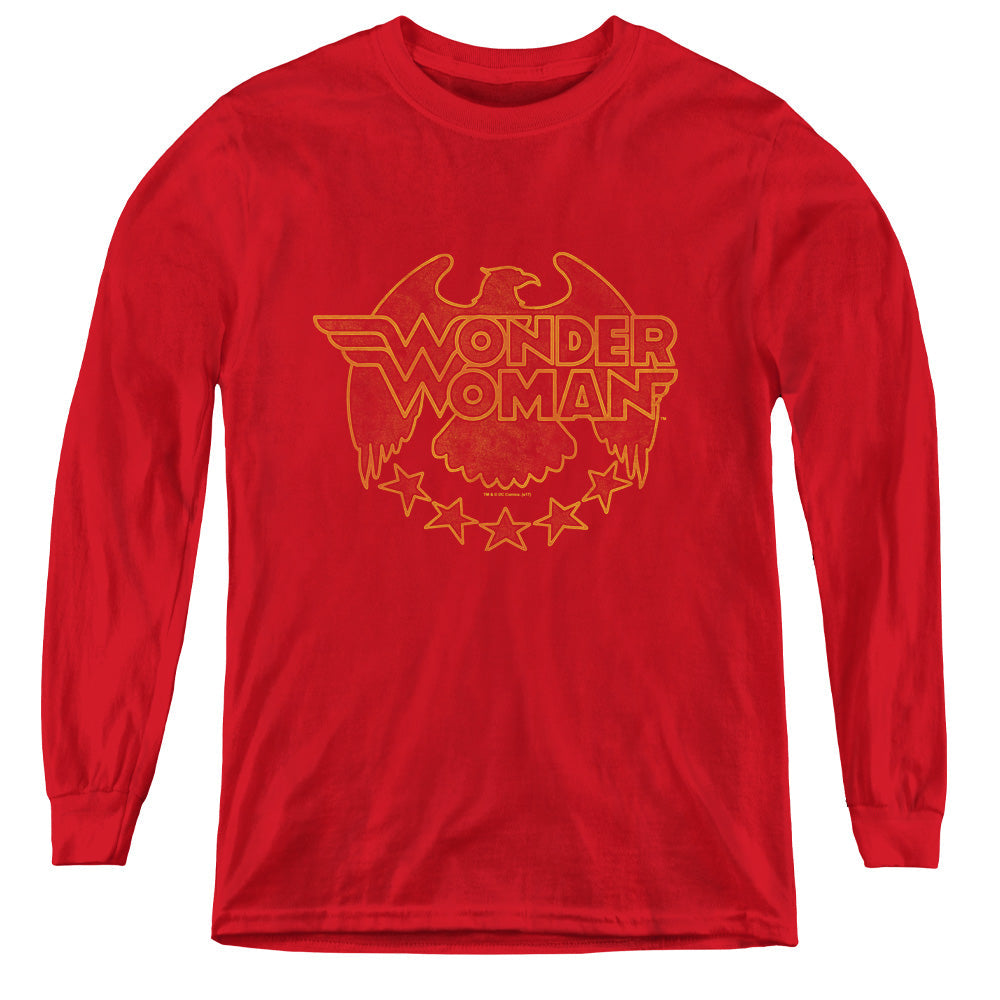 DC Comics Wonder Eagle Long Sleeve Kids Youth T Shirt Red Officially Licensed