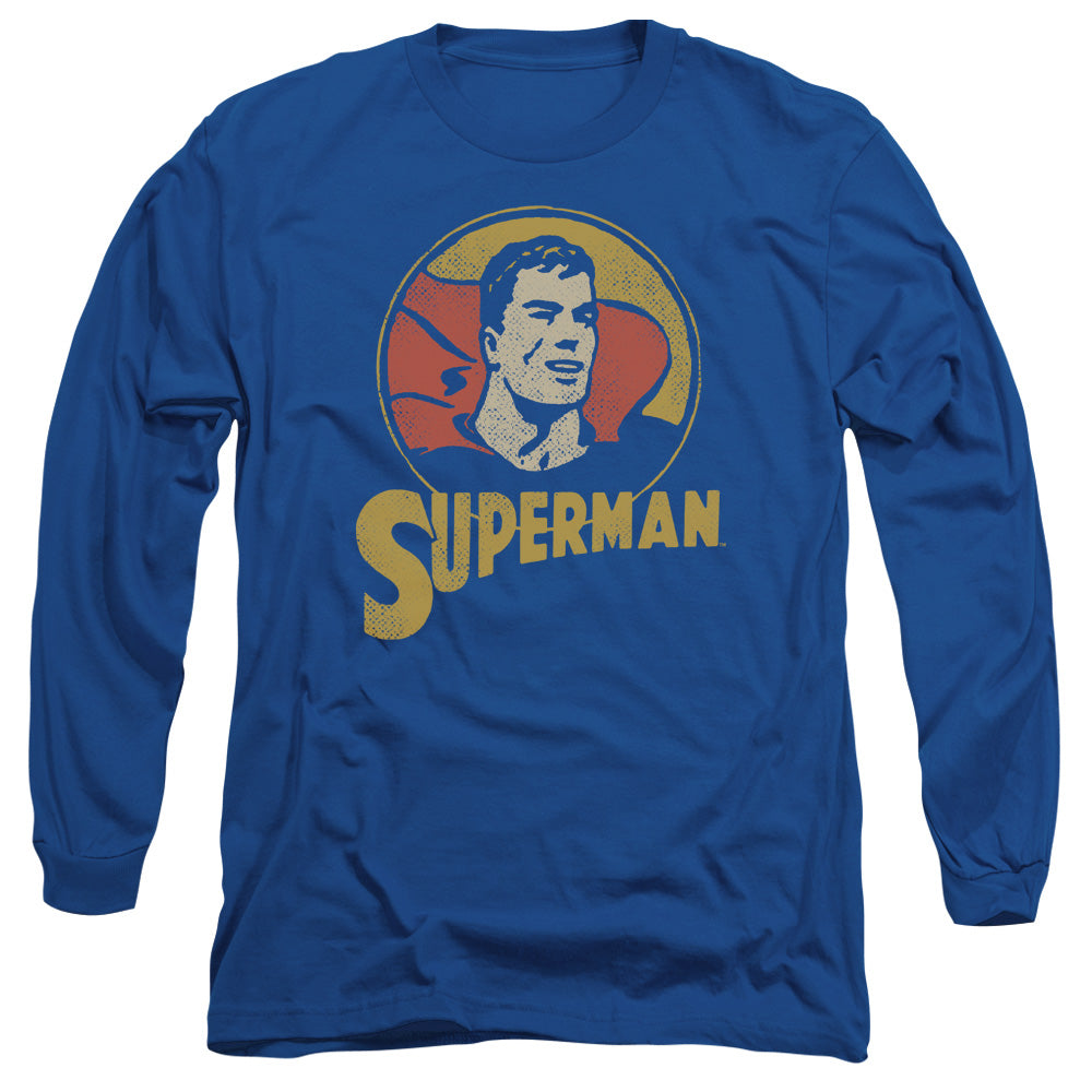 Dc Super Circle Mens Long Sleeve Shirt Royal Blue Officially Licensed