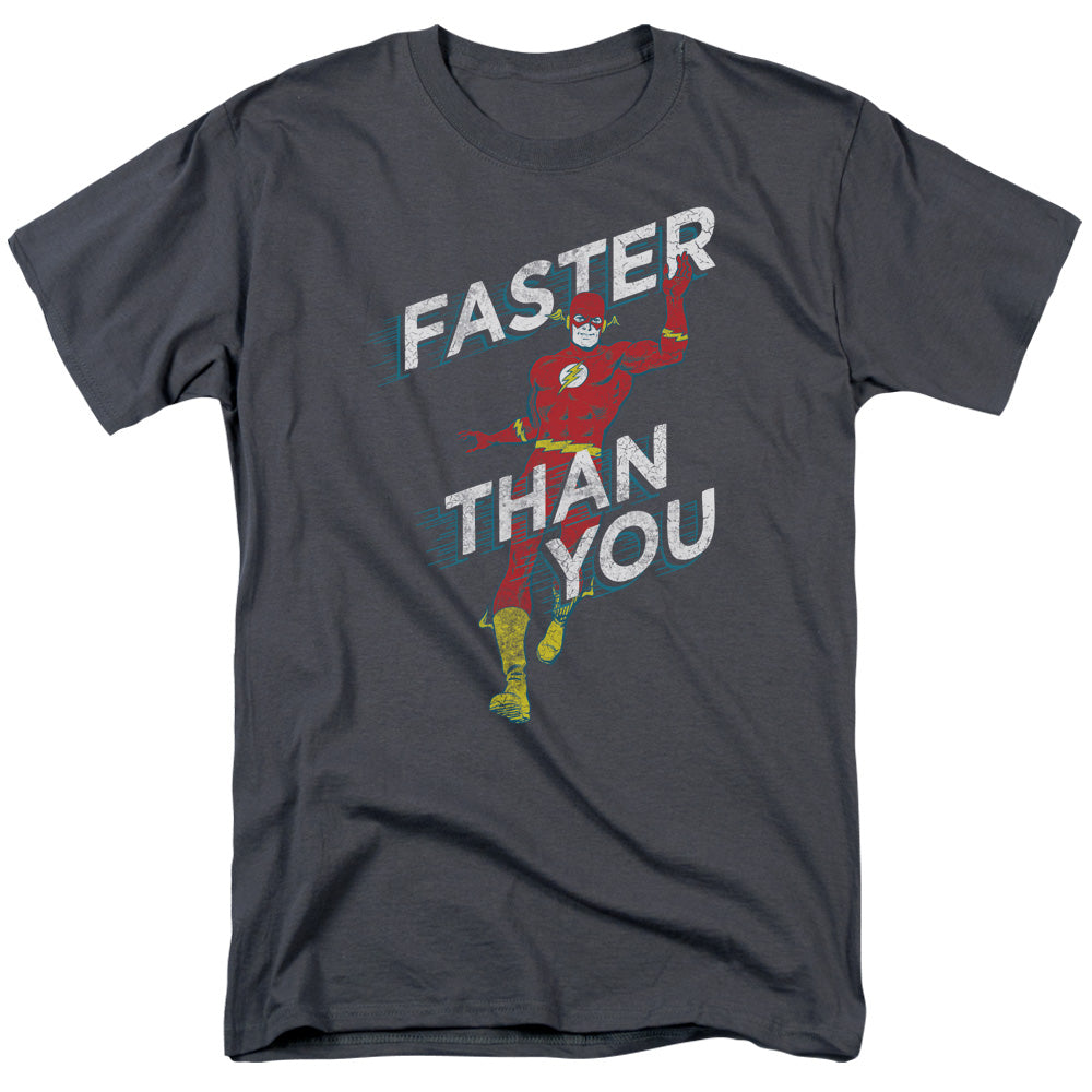 Dc Flash Faster Than You Mens T Shirt Charcoal Officially Licensed